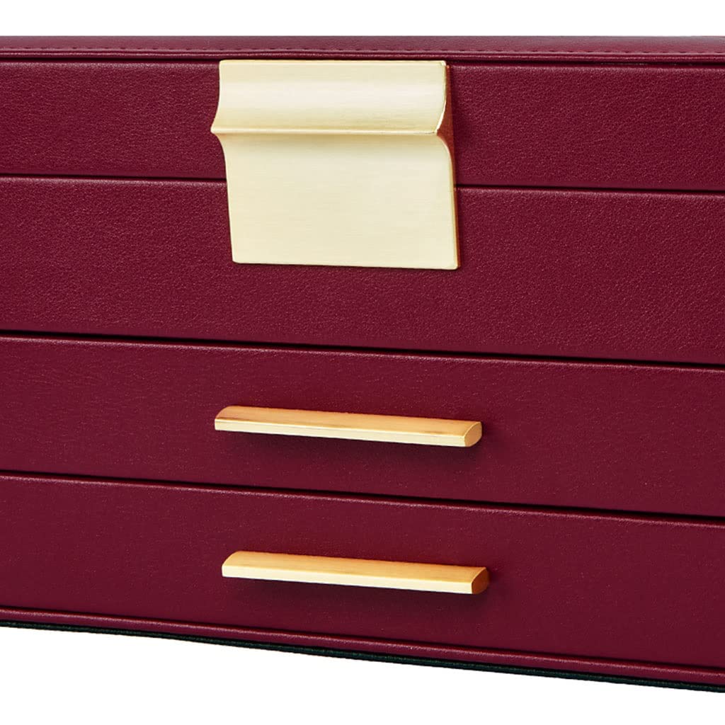 Schmuckkästchen, Ringbox, Schmuckschatulle mit Glasdeckel, 3-lagiger Schmuck-Organizer mit 2 Schubladen, Schmucketui, Schmuckdisplay, Aufbewahrung, Geschenk für Frauen, Schmuck-Organizer (C)