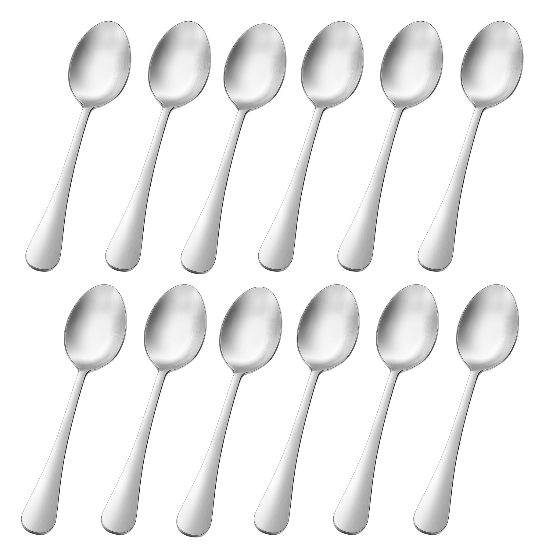 HaWare Coffee Dessert Spoons, 12 Pcs Small Stainless Steel Teaspoons Set for Home, Restaurant, Kitchen, Matt Silver & Round Edge, Dishwasher Safe (13.5cm)