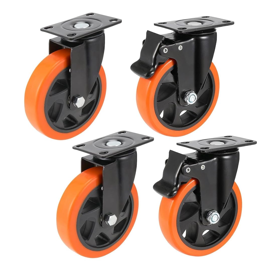 B K JAGAN & CO 4 Pc. Caster Wheels Plate type 2 with Brakes & 2 Without Brakes PU Swivel Caster Wheel 360 Degree Rotation (100mm x 32mm) (B0BKVSH17Y) Amazon Price History, Amazon Price Tracker