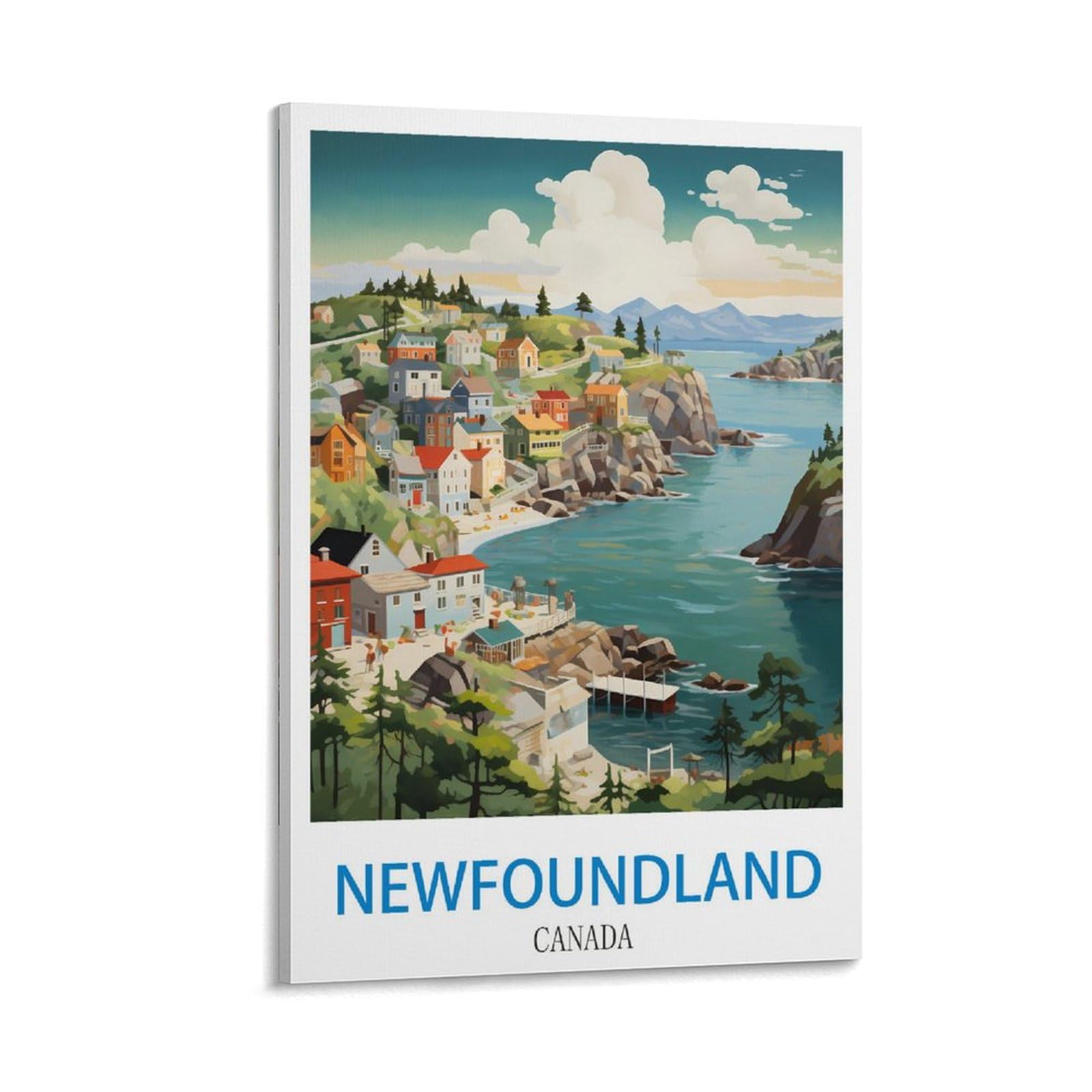 Fzyuen Frame-Style Newfoundland Canada Vintage Travel Posters 12X18inch(30X45cm) Canvas Wall Art Prints For Wall Decor Room Decor Bedroom Decor