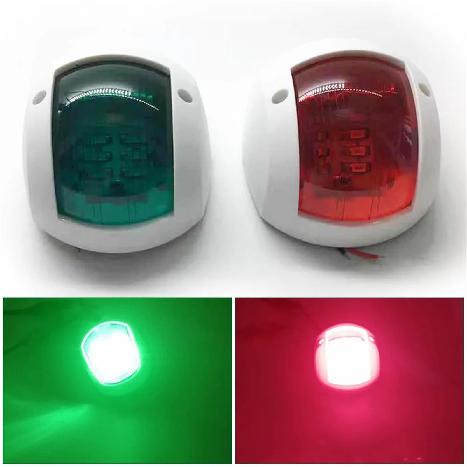 Bootsnavigationslicht Signallampe, Rot-grüne LED-Schiffsnavigationslichter 12V 24V 2 Stück mehrfarbig(White)