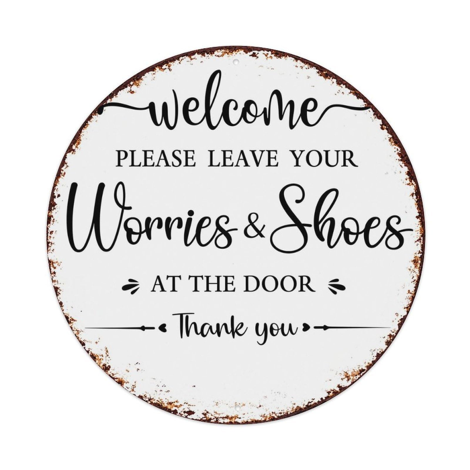 Welcome Please Leave Your Worries Tin Sign Metal Poster Vintage Metal Signs for Home Man Cave Bar Cafe Kitchen laundry room Wall Decorations 8x8 inches