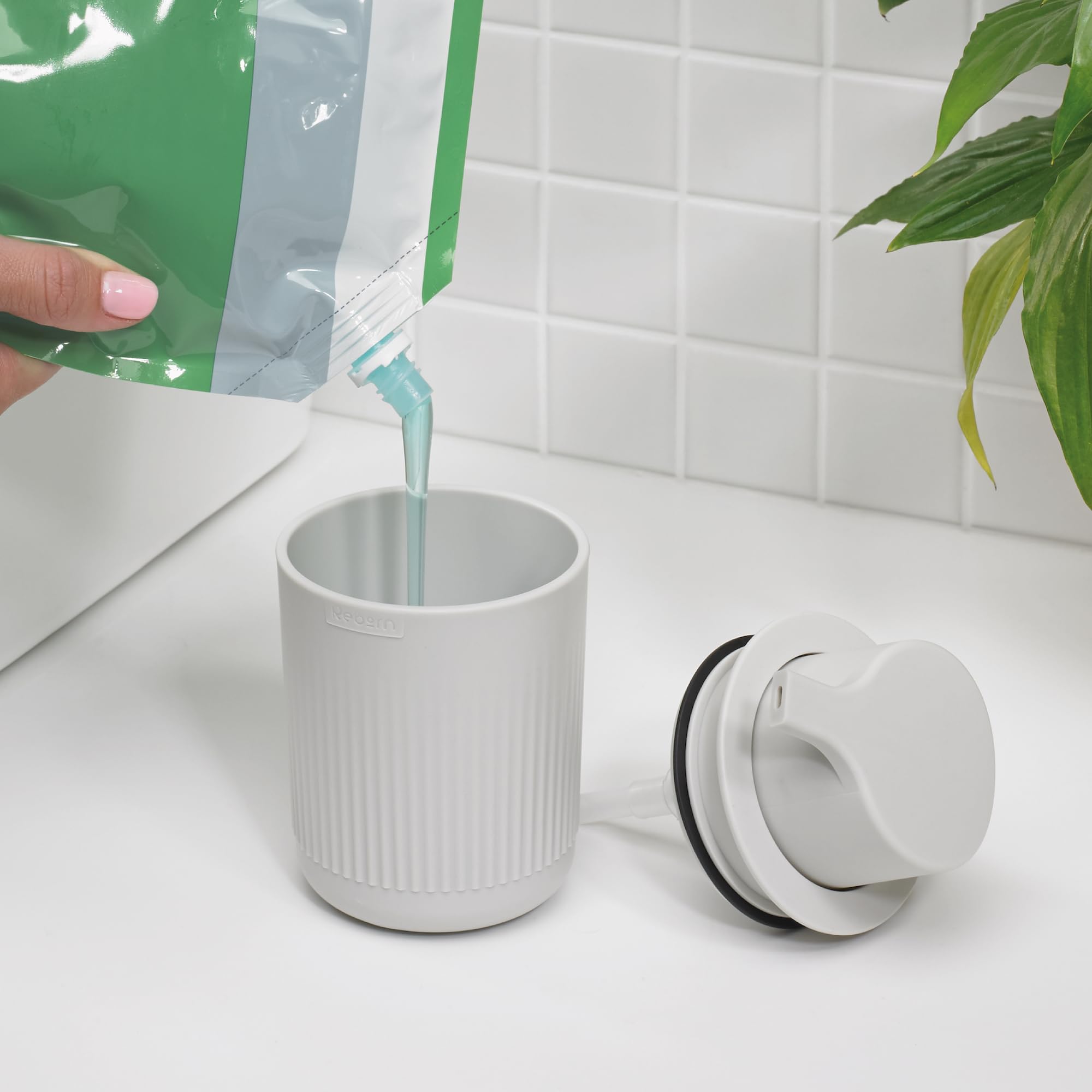 ReBorn Recycled Soap Dispenser, Bathroom Soap Pump, Easy to use One-handed Push Pump, Wide Base - Image 4