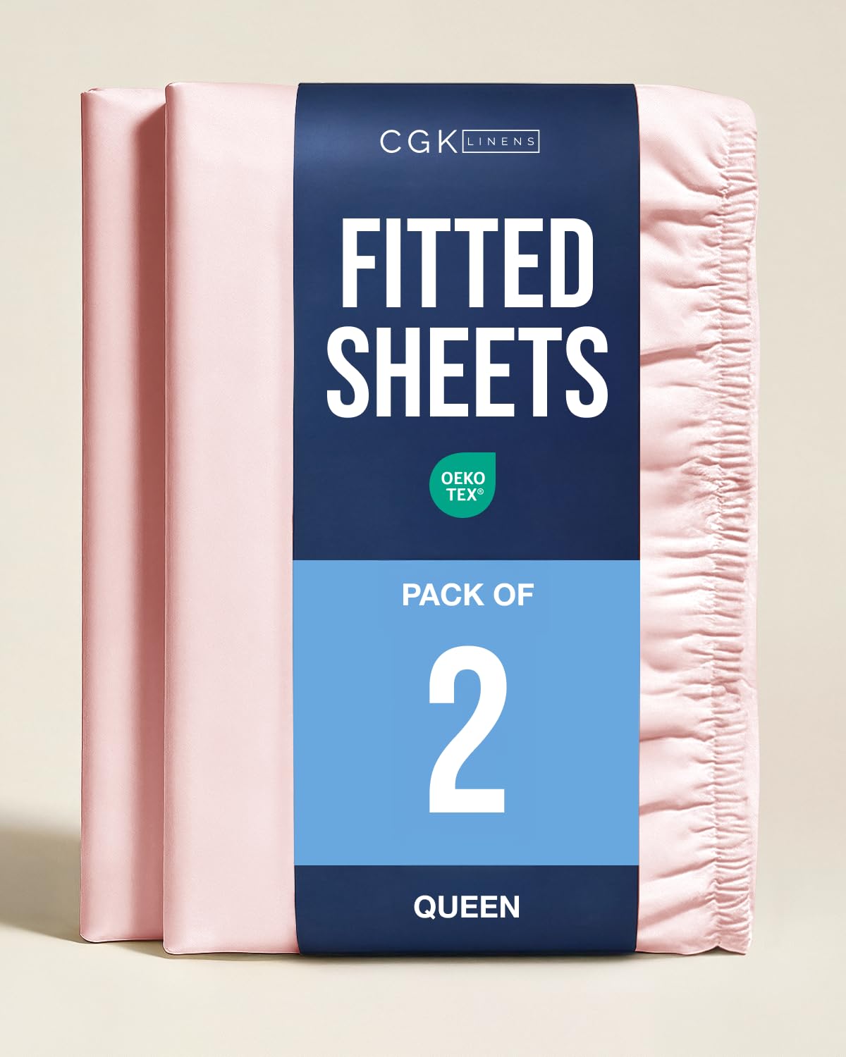Queen Fitted Sheet - Pack of 2 Single Fitted Bottom Sheet Only - Baby Pink