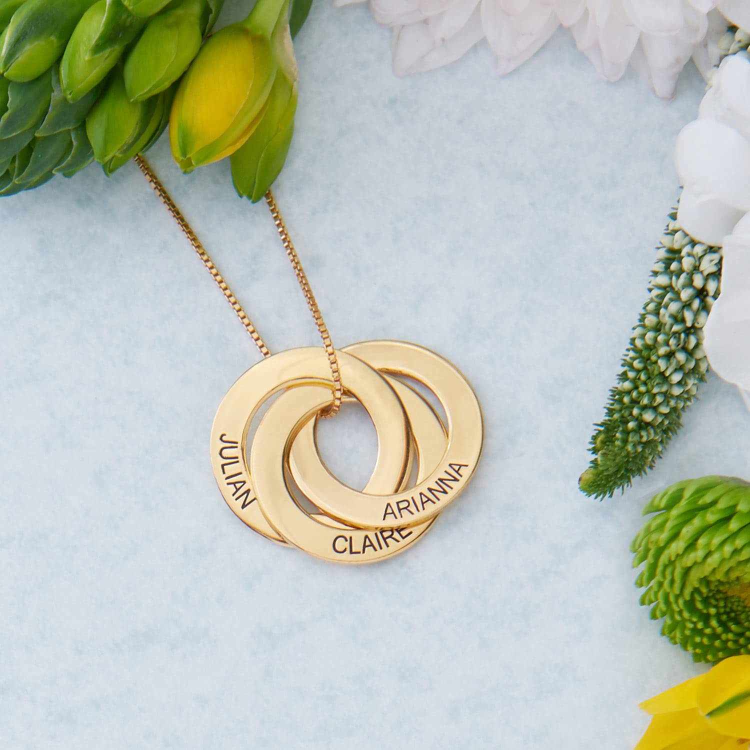 MyNameNecklace MYKA Collar Anillo Ruso Grabado - Regalo Personalizado para Ella, Regalos para Mujer