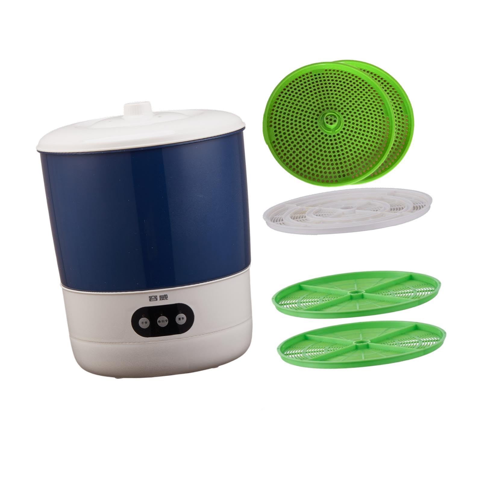 Máquina de Brotes de Frijol Doméstica con Inteligente de Germinación Automática Material Resistente Y Rociado Uniforme Adecuada para Cultivo F, 2 Placas de Maní Establecidas