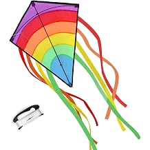 Colorful Kite for Kids - Diamond & Rainbow Delta Design, Easy to Fly for Kids and Adults in Light or Strong Wind - Outdoor Toy for Beach, Park, Garden - Great Gift Idea for All Ages