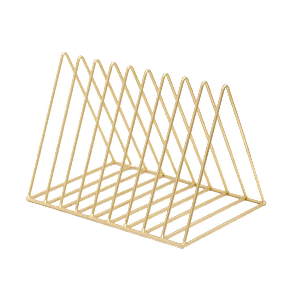 LICHTS Metal Desktop Storage Book Rack Magazine Newspaper Holder Golden-L-picture-27
