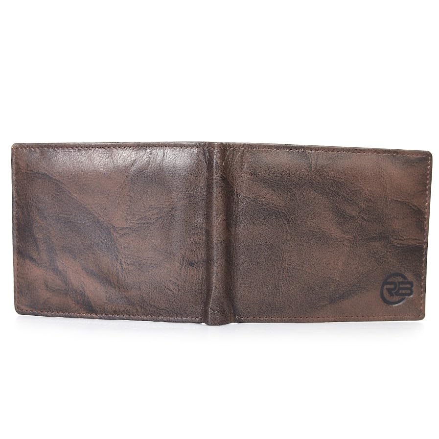 ROSS BROWN Top Grain Leather Wallet for Men | RFID Blocking | Bifold, Extra Capacity with 1 ID Windows | Ultra Strong Stitching2