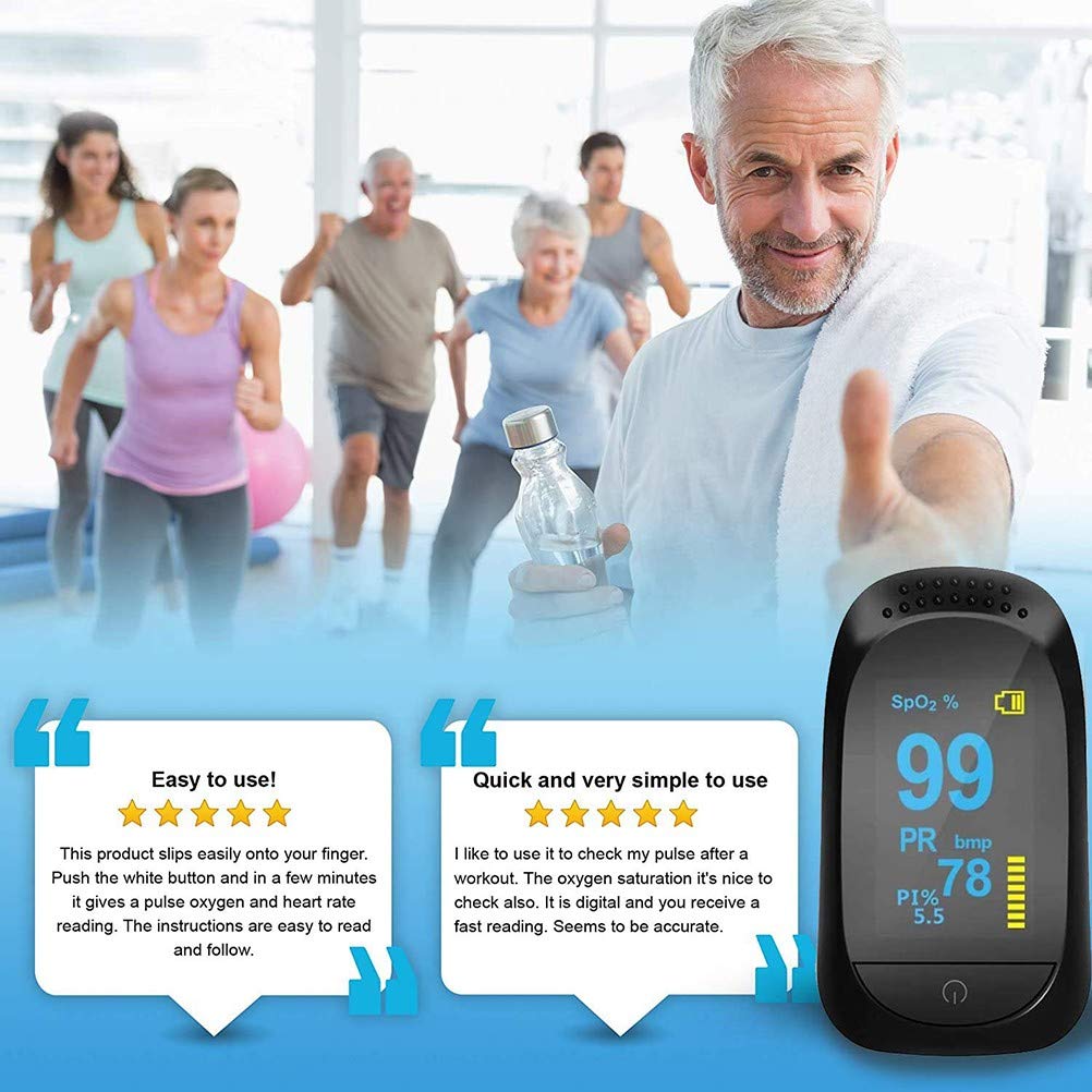Pulsossimetro da Dito,Portatile Saturimetro con Display LED Ossigeno Saturimetro Monitoraggio Cardiofrequenza per Saturazione di Ossigeno e Frequenza del Polso