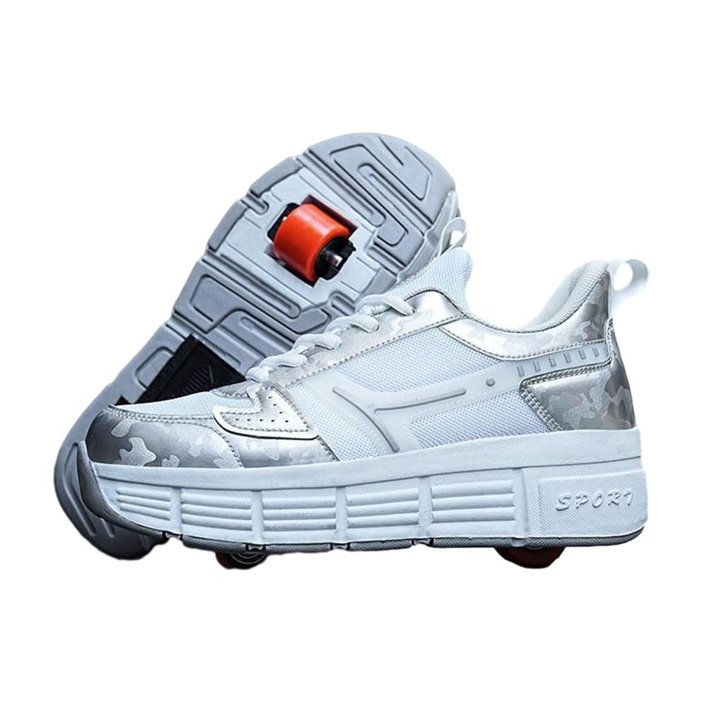 ENEN Chaussure à Roulette Rétractable Garçons Fille, Roller 2 Roues Enfant Adolescents Intérieur Extérieur