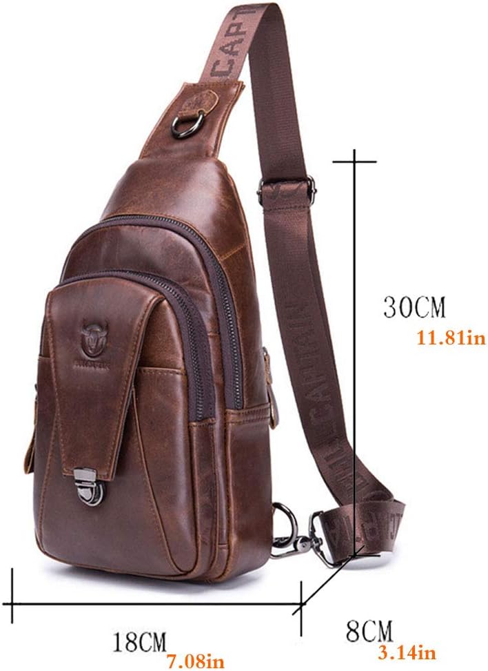 KPYWZER Vintage Leather Sling Bag Backpack for Men Crossbody Shoulder Chest Day Pack Backpacks - Image 6