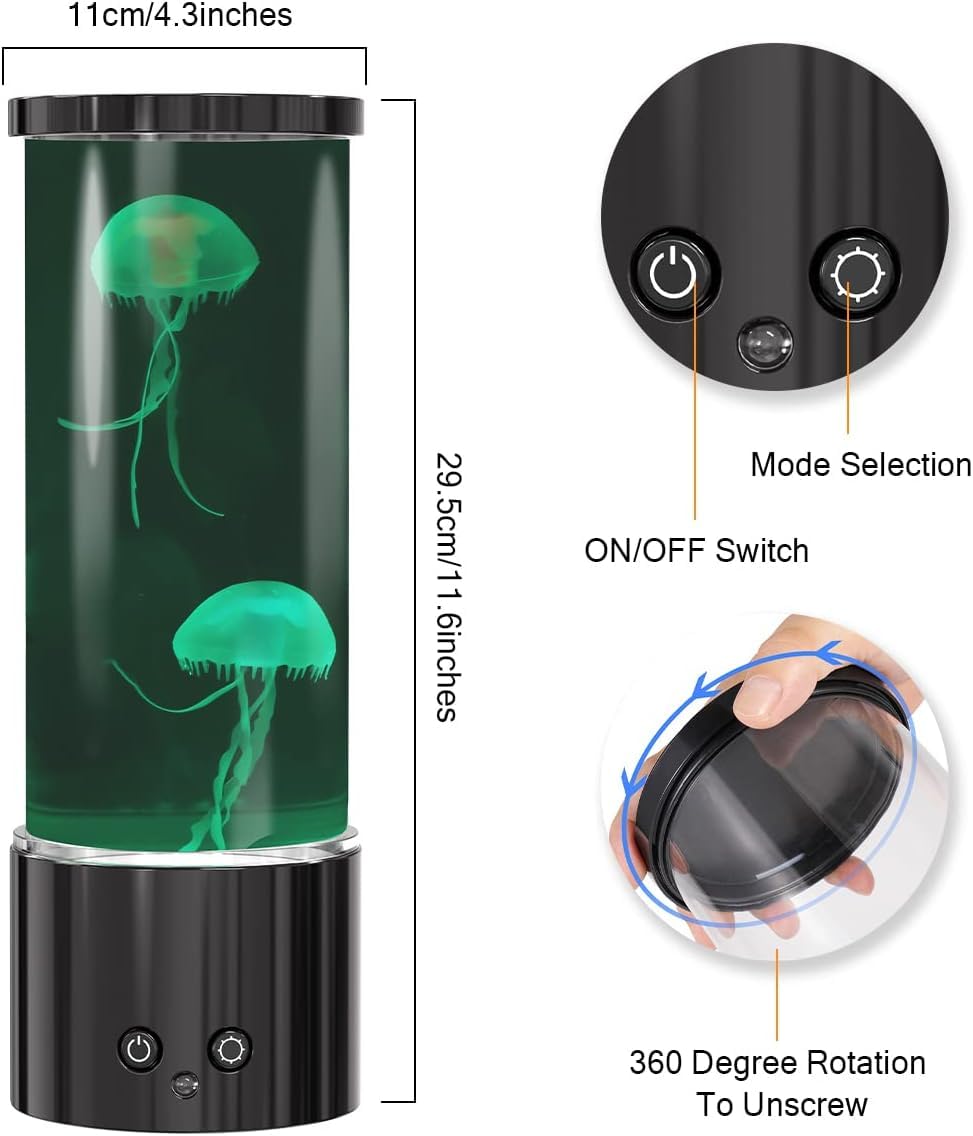 Lámpara de medusa, lámpara LED de mesa con control remoto, 17 colores cambiantes, luz nocturna de acuario regulable para decoración del hogar y regalos de cumpleaños de Navidad 3