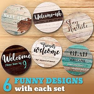 Funny coasters house warming gifts new home housewarming gifts for women men couple new homeowner farmhouse bar coasters for drinks with holder first apartment essentials  urban country home decor