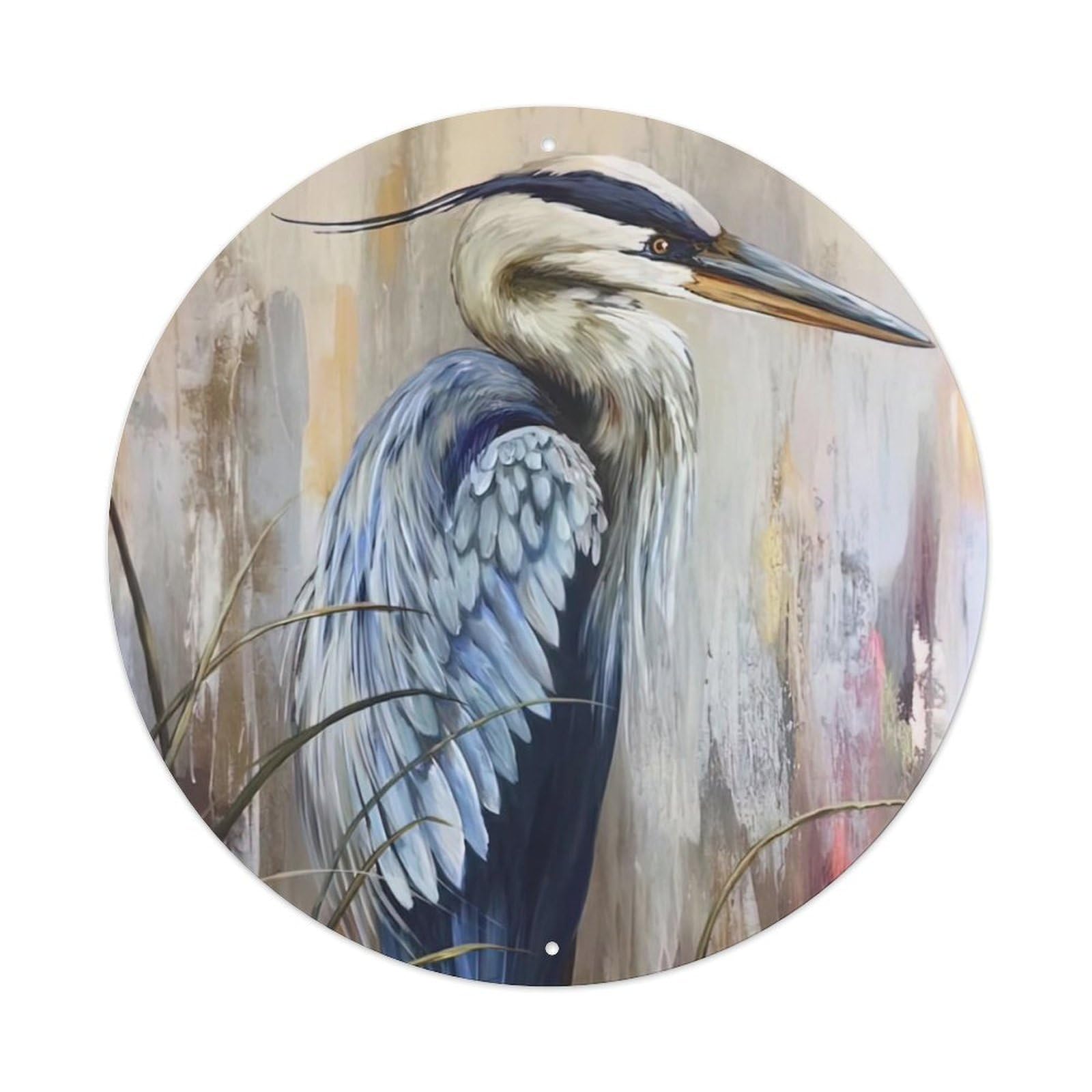 Animal Artwork Egret in The Jungle Vintage Metal Tin Sign Plaque Wall Decor for Cafe, Club Bar, Office, Garden Metal Poster 8x8Inch