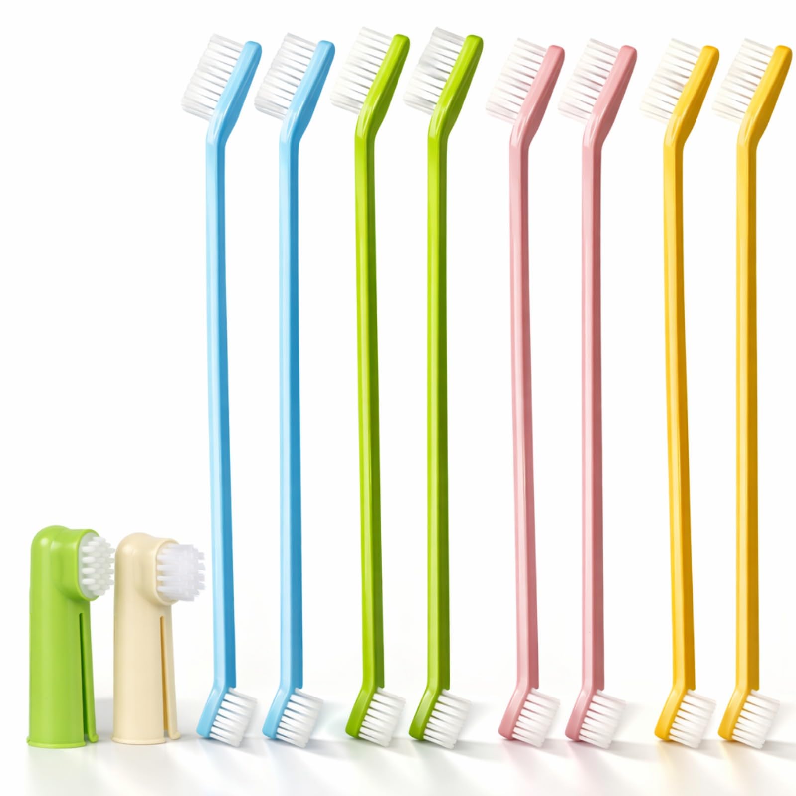 Kit de Cuidado Dental para Mascotas de 10 Piezas，Cepillo de Dientes para Gato，Cepillo de Dientes para Perro Pequeño，Cepillos Suaves Triangulares para Gatos y Perros，Limpieza Dental Eficaz