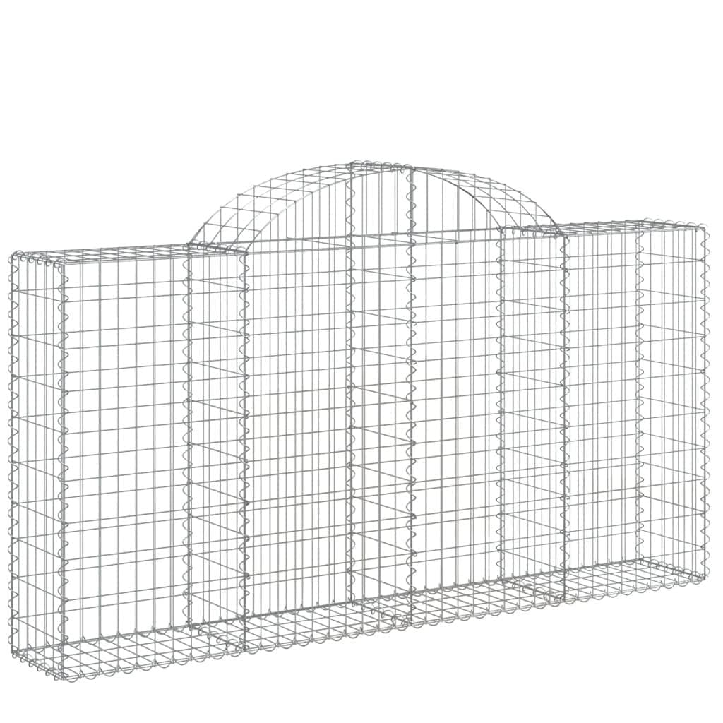 DYRJDJWIDHW Arched Gabion Baskets 3 pcs 200x30x100/120 cm Galvanised Iron Corrosion Resistant Decorative Garden Retaining Wall Sound Barrier with Strengthened Hooks for Outdoor Patio Yard
