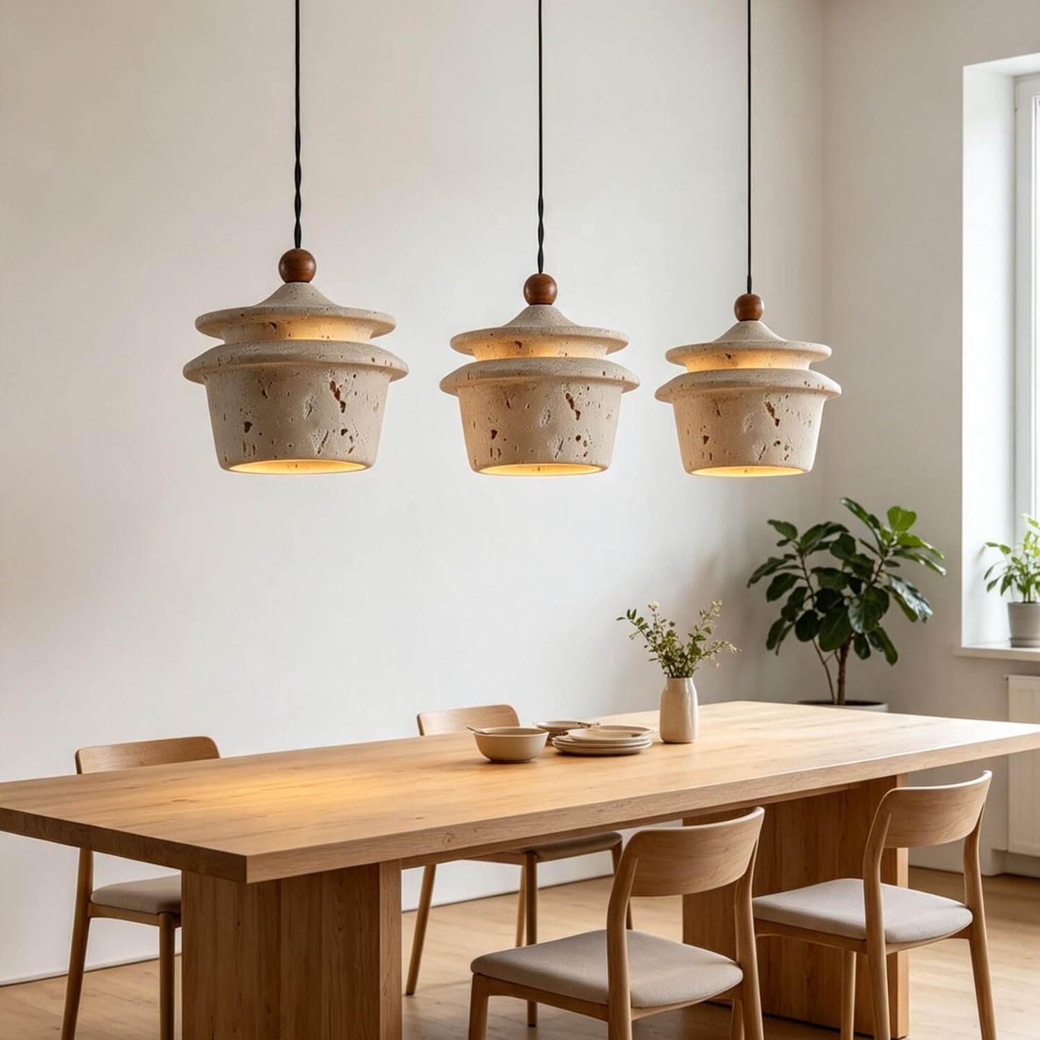 Lampada a sospensione in pietra di travertino naturale 5,9 in