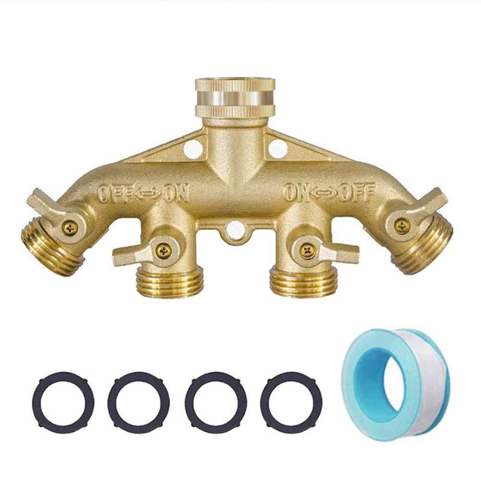 Raccordo rapido per tubo di irrigazione da giardino Rubinetto in ottone a 2/4 vie Tubo flessibile Splitter Ugello Switcher Rubinetto Connettori per tubi flessibili di irrigazione da giardino Raccordo