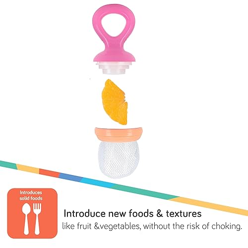 Miniatura 3 de Nuby Nibbler Mesh First - Comedero de alimentos suaves, 2 unidades, rosa y morado