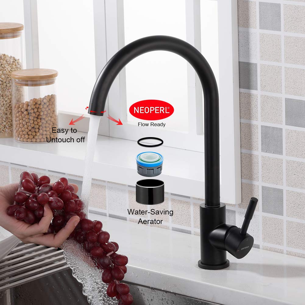 GRIFEMA G4008B - Bateria kuchenna, jednouchwytowa bateria zlewozmywakowa, czarna