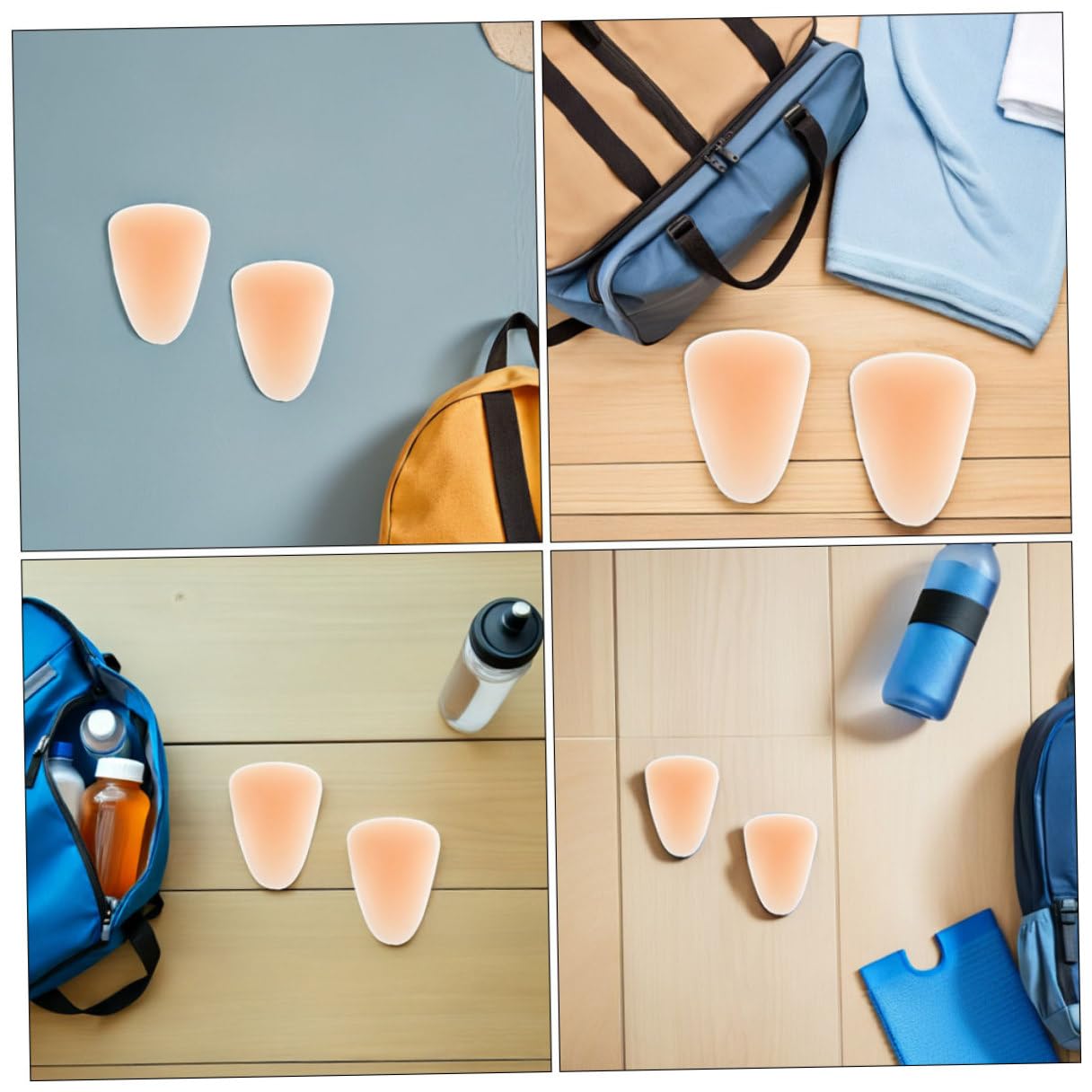 Ginocchiere Protettive in Silicone Beige M, Set 4 Pezzi, Supporto Adesivo per Ginocchio per Pattinaggio su Ghiaccio a Rotelle, Protezione Rinforzata per Sport Outdoor e Indoor