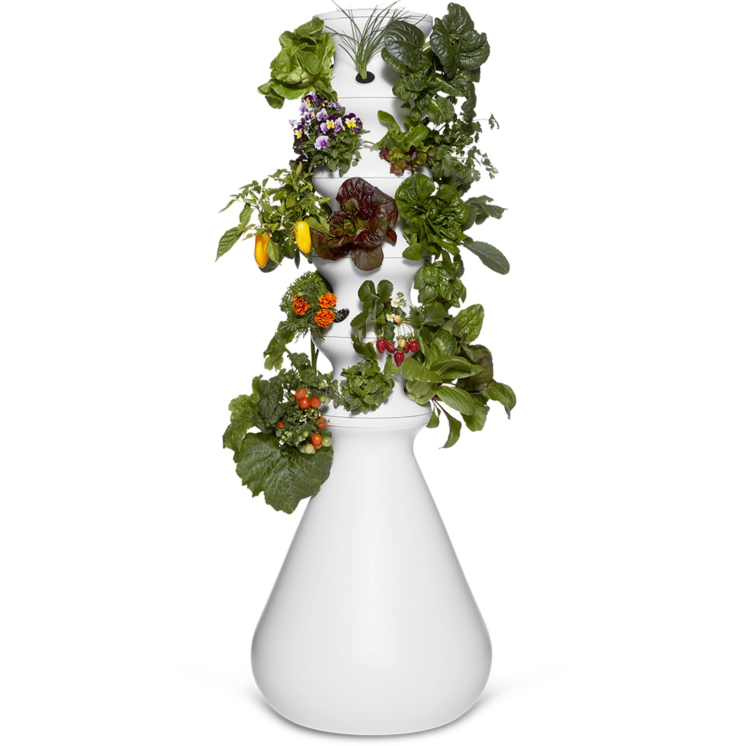 Farmstand Starter Kit + Seedling | Family Hydroponics System Kit | Self-priming Outdoor Vertical Garden Plant Tower with 30 Premade Plants | 5'5" | Made in USA