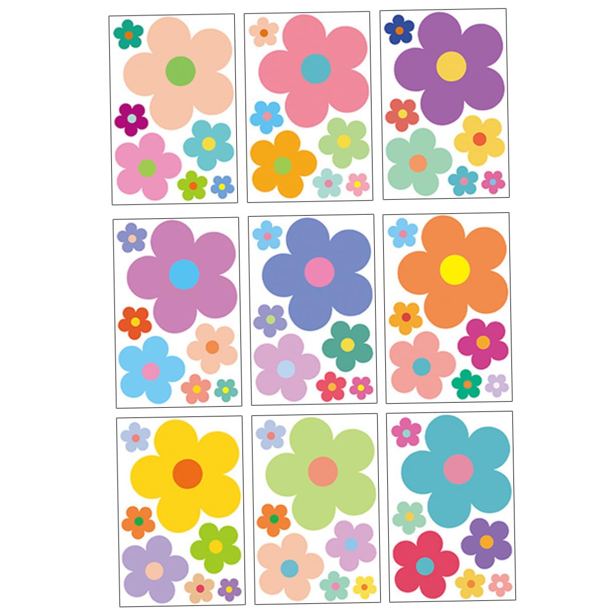 Hemobllo Autocollants Muraux Décoratifs Fleurs PVC 9 Feuilles 7 Stickers