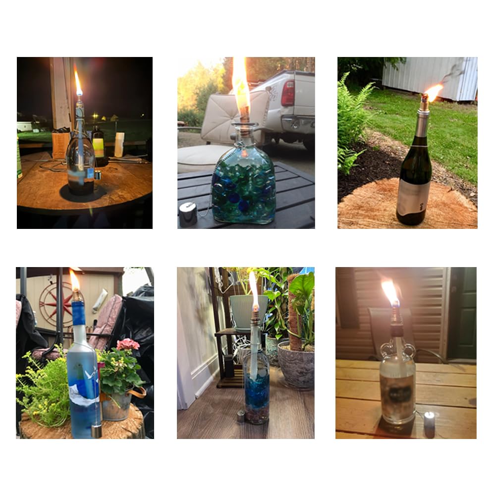 OEXEO Lot de 6 mèches pour bouteille de vin, torches d'extérieur, torches de table, torches à la citronnelle, torche de jardin, torches de terrasse, torches à la citronnelle (bouteille non incluse