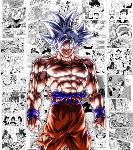 Image of Moment Prints Goku Manga Collage Poster Set - Set of 20, 210 mm x 297 mm, W /Self-Adhesive, Premium-Quality Posters, 300 GSM Paper, Posters For Anime Fans (Goku Manga 1) - Glue Dots Included, Cardstock
