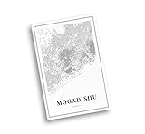 Modern Black & White Poster of Mogadishu Somalia Map مقديشو Muqdisho | 11x17 12x18 16x24 24x36 Unframed Wall Art | Minimalism City Traveler Print for Gift | Minimalist Home Office Decor
