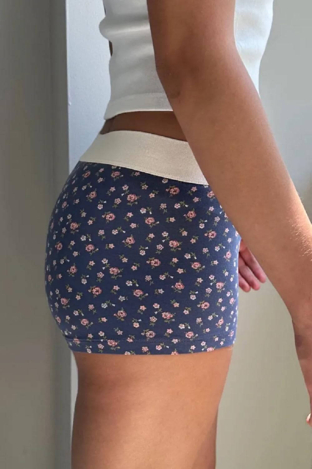 Women Y2K Mini Lounge Shorts Floral Low Waist Micro Shorts Graphic Fitted Boy Shorts Cute Pajama Bottoms - Image 4