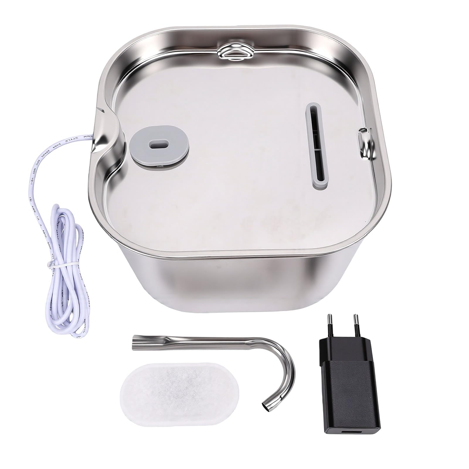 Topiky Fuente de Agua para Gatos Cuadrada 2.2L Acero Inoxidable (2.2L