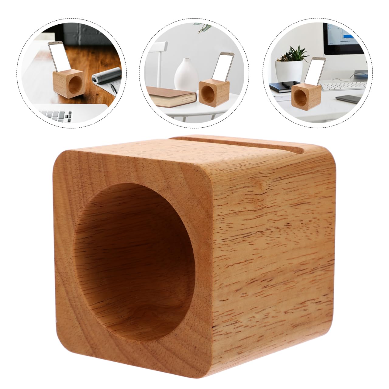 Handy Verstärker Holz-Handy-Ständer Holz Smartphone StäNder Mit Passivem KlangverstäRker Handyhalter FüR Tisch Und Zuhause Kreativer Lautsprecher Ohne Elektronik