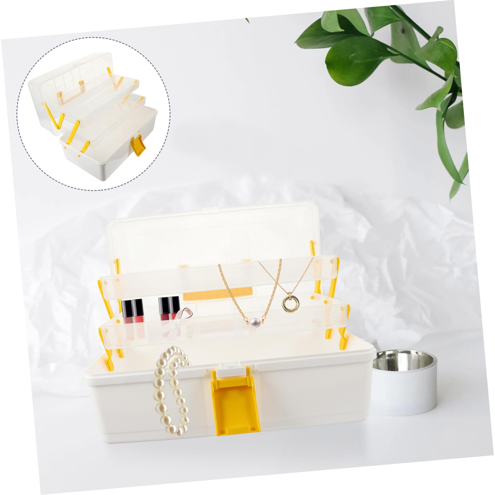 Haaraccessoires Aufbewahrungsbox für Damen und Mädchen, Gelb, Kunststoff