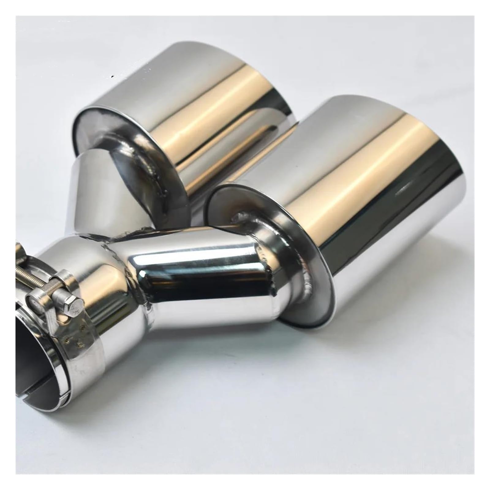 1Pc Doppio Silenziatore Universale Lato Sinistro O Destro in Acciaio Inossidabile Lucido Punta di Scarico Angolata Terminale di Scarico per Auto(in 57MM out 101MM)