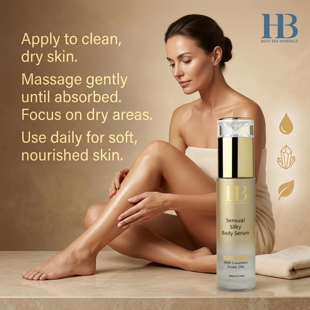 HB Sensual Silky Body Serum - Luxurious Exotic Oils for Silky Smooth Skin - Nourishing, Softening, and Shine Control - 100ml - Body Serum for Women, Dry Skin, and Hyperpigmentation