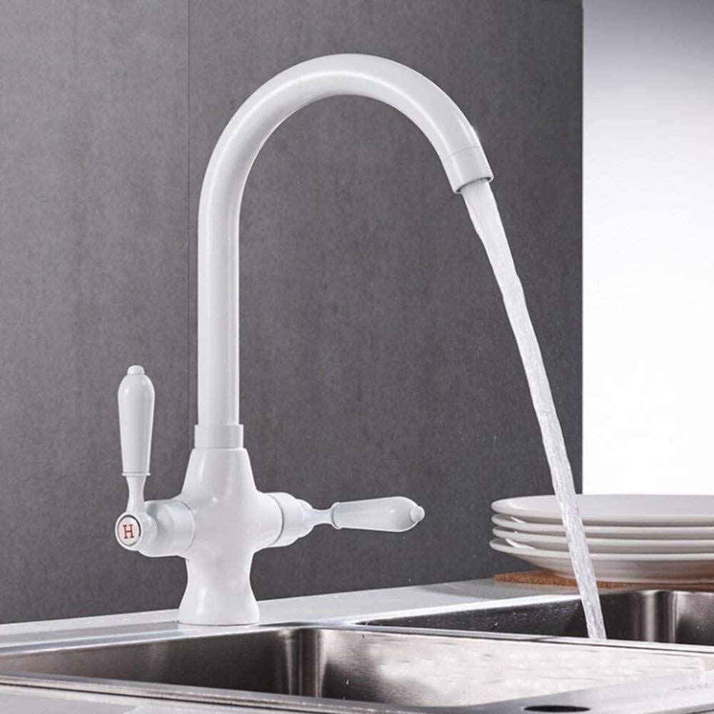 Robinet en laiton argenté durable et élégant pour évier de cuisine à double poignée