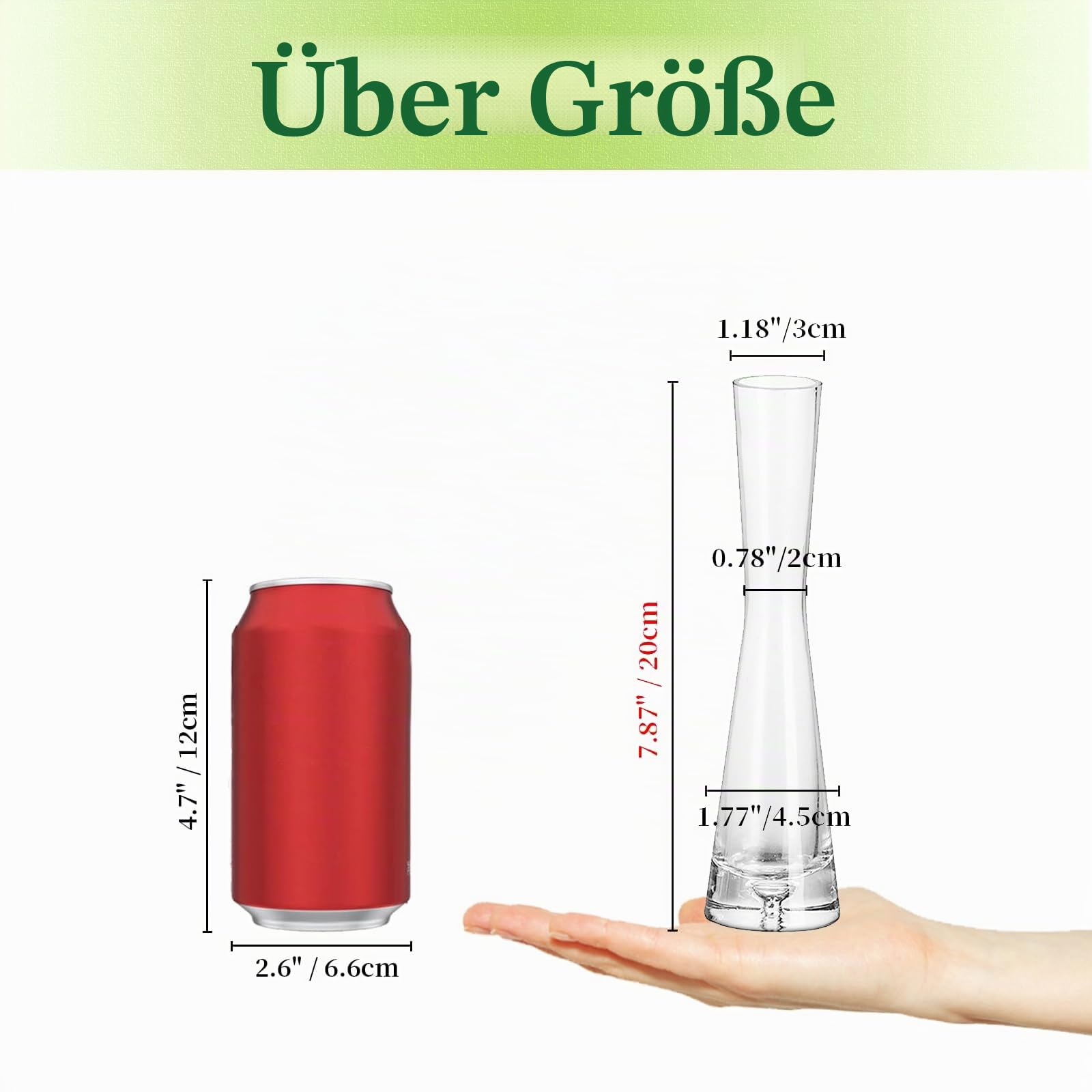 Hewory Kleine Vasen 20cm Vase Schmal Blumenvase 18er Vase für Eine Rose | Klar Glasvase, Kleine Vasen für Tischdeko, Modern Vasen Set für Hochzeitsdeko, Party, Geburtstag, Wedding, Geschenk