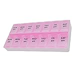 7 Day Weekly Pill AM PM Organizer, ShysTech Large Pill Case Pill Box for Pills/Vitamin/Supplements/Medication (Pink, Regular)