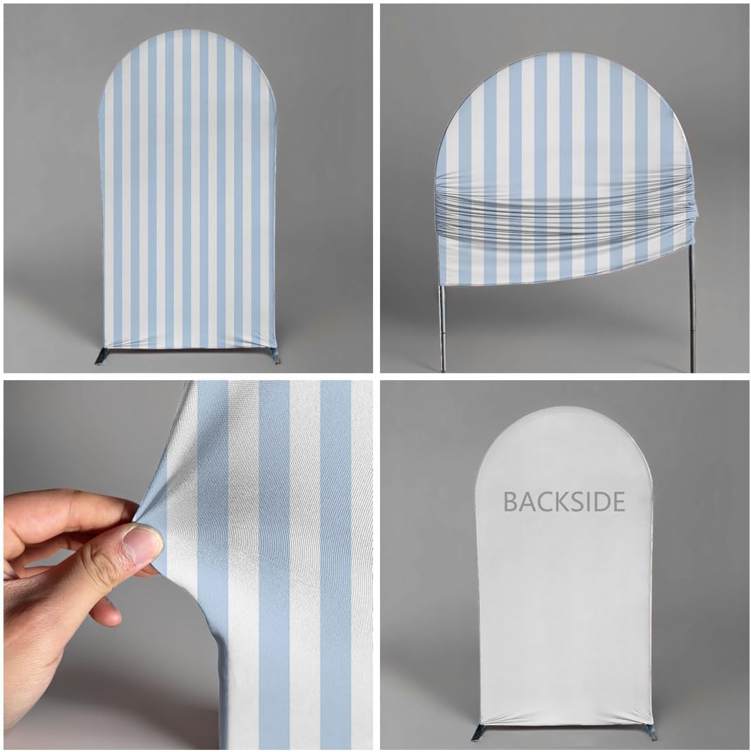 FiVan Arch Covers Stretchy Blue Stripes Backdrop for Birthday Baby Shower Party Decoration 3x6ft Baptism Background Props