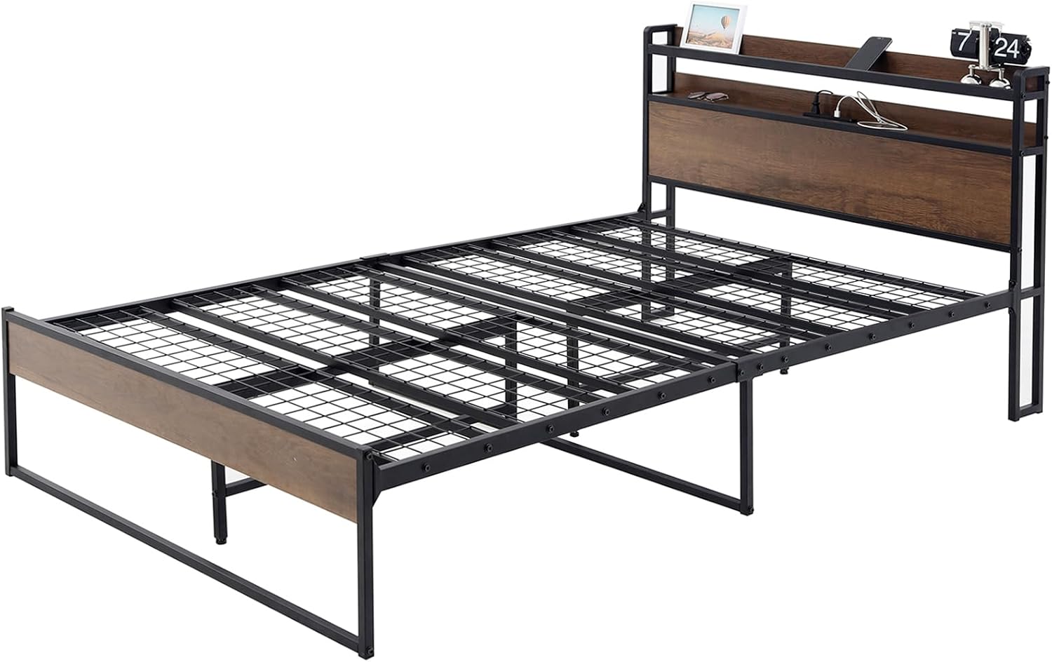 kouga】ベッド セミダブル ベッドフレームのみ 収納付き