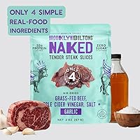 Vista 5 de Brooklyn Biltong Steakhouse, rebanadas tiernas de ajo desnudo (2 onzas, paquete de 2), bocadillos de proteína de carne alimentada con pasto, 1.13 oz