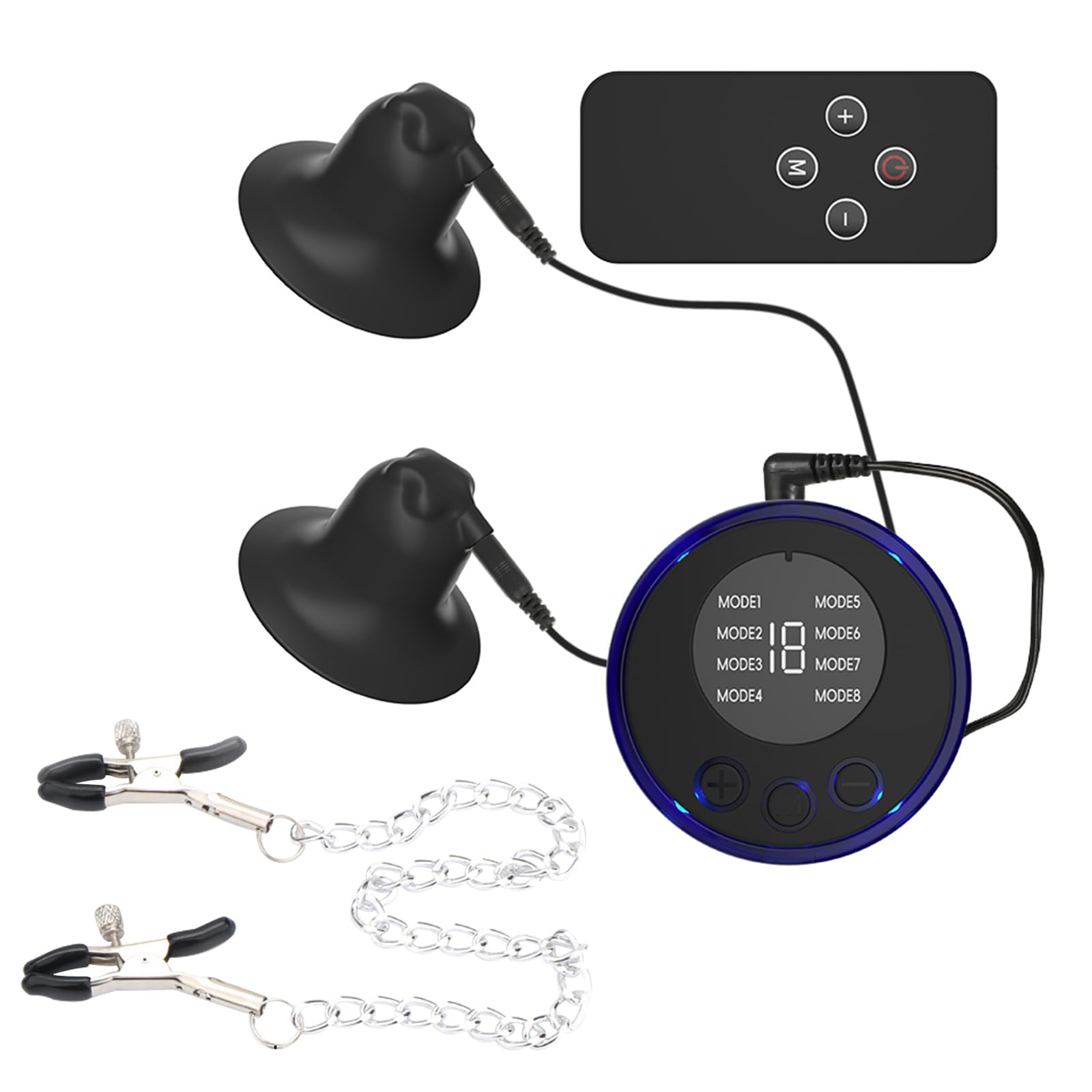 BDSMYEE Juego de Pinzas Eléctricas para Pezones, Succionador de Pezones con 19 Modos para Mujeres, Pinzas para Pezones con Cadena, Juguetes Sexuales de Bondage SM