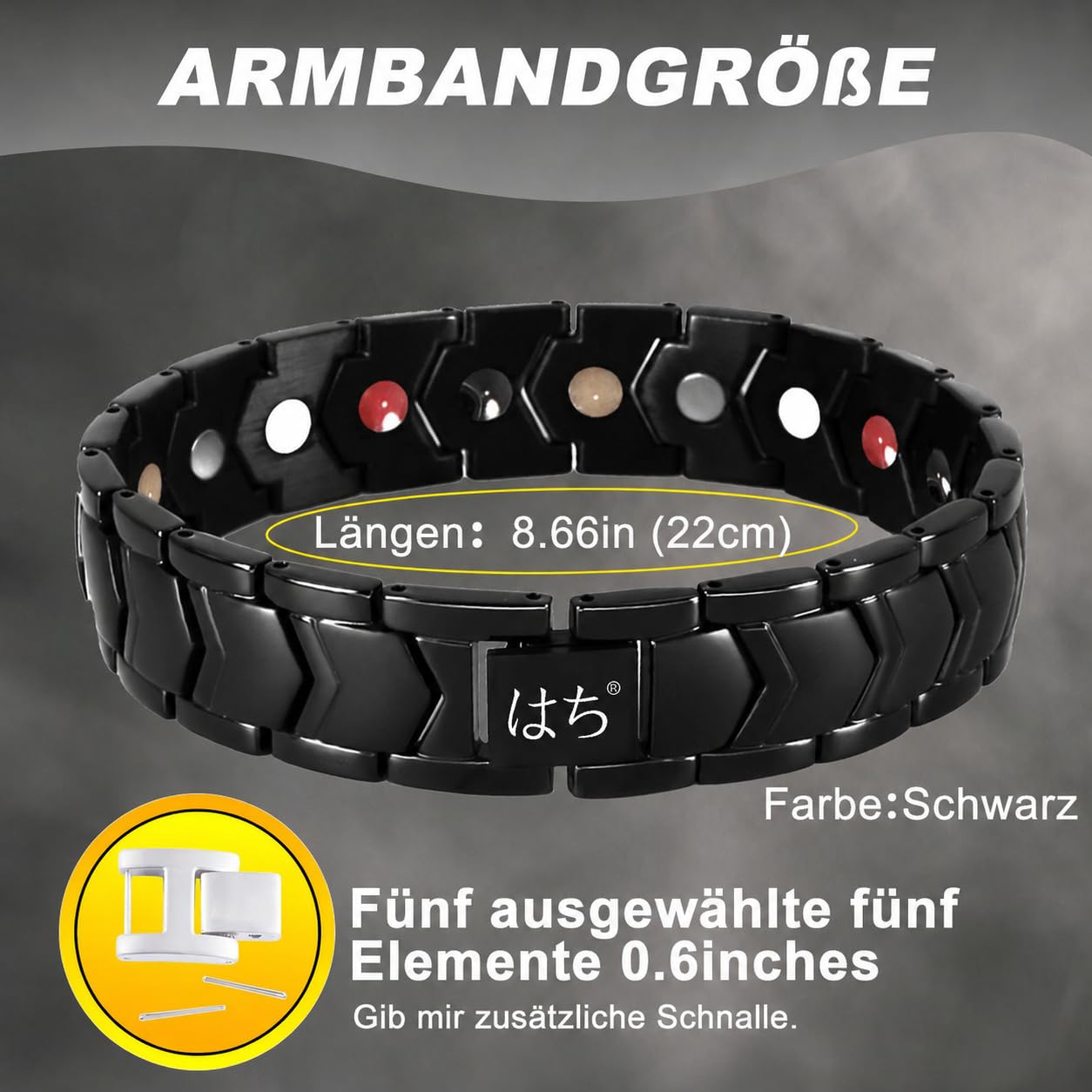HAQI Bracelet magnétique pour homme - Santé, énergie - Thérapie magnétique - Arthrite - En acier inoxydable