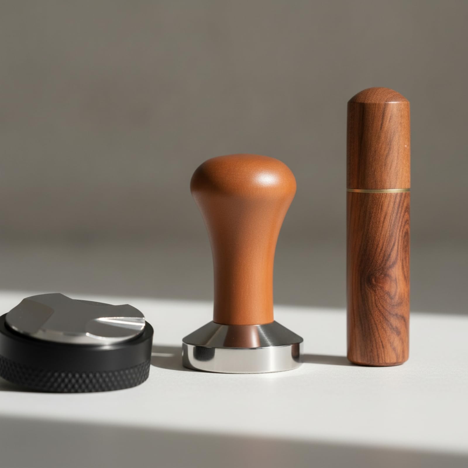 Colcolo Equipo de de Café Estación para Accesorios Espresso Kit Distribuidor Embudo Portafiltro Pantalla Puck Herramienta Pin Cepillo Profesional Madera Metal Adecuado para Oficina