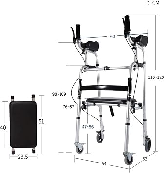 Walkers for Seniors, Multi-functional Trolley, Walking aid for Stroke and Hemiplegia Rehabilitation, for Disabled Injured Rehabilitation Training (Size : Handbrake)