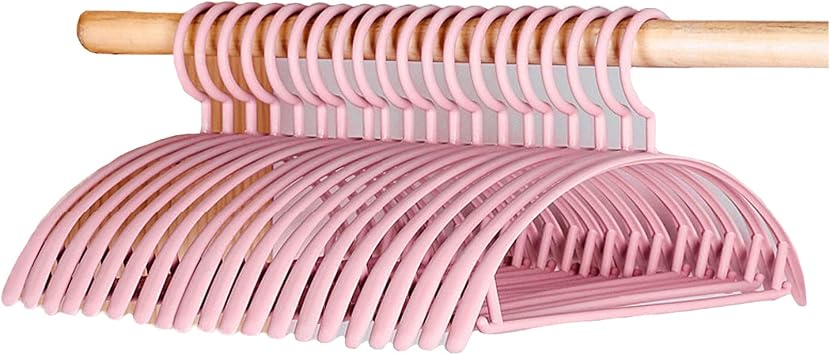 Non Slip Plastic Hangers for Adult, Semi-Circle Seamless Hanger, Wet and Dry Clothes Hanger for Closet, Laundry Hangers for Adult Coat, Suit, Shirt, Dress Pink
