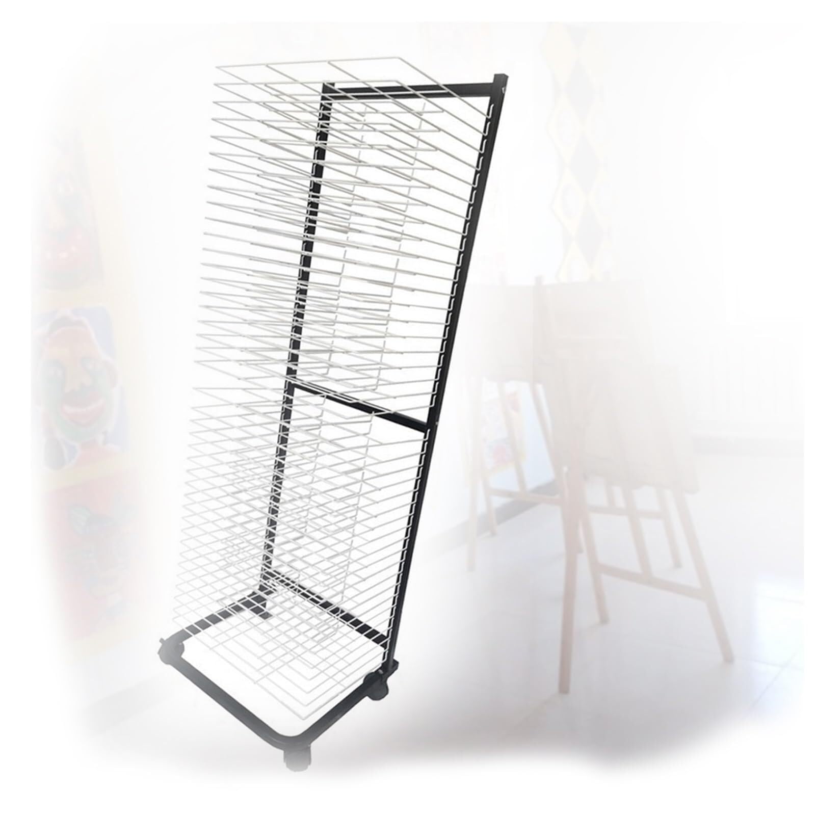 Aioneer Portable Art Drying Rack With 40 Removable Shelves, Artwork Storage Display Organizer With Wheels For Classroom, Preschool, Home Studio – Space Saving, Ideal Fo
