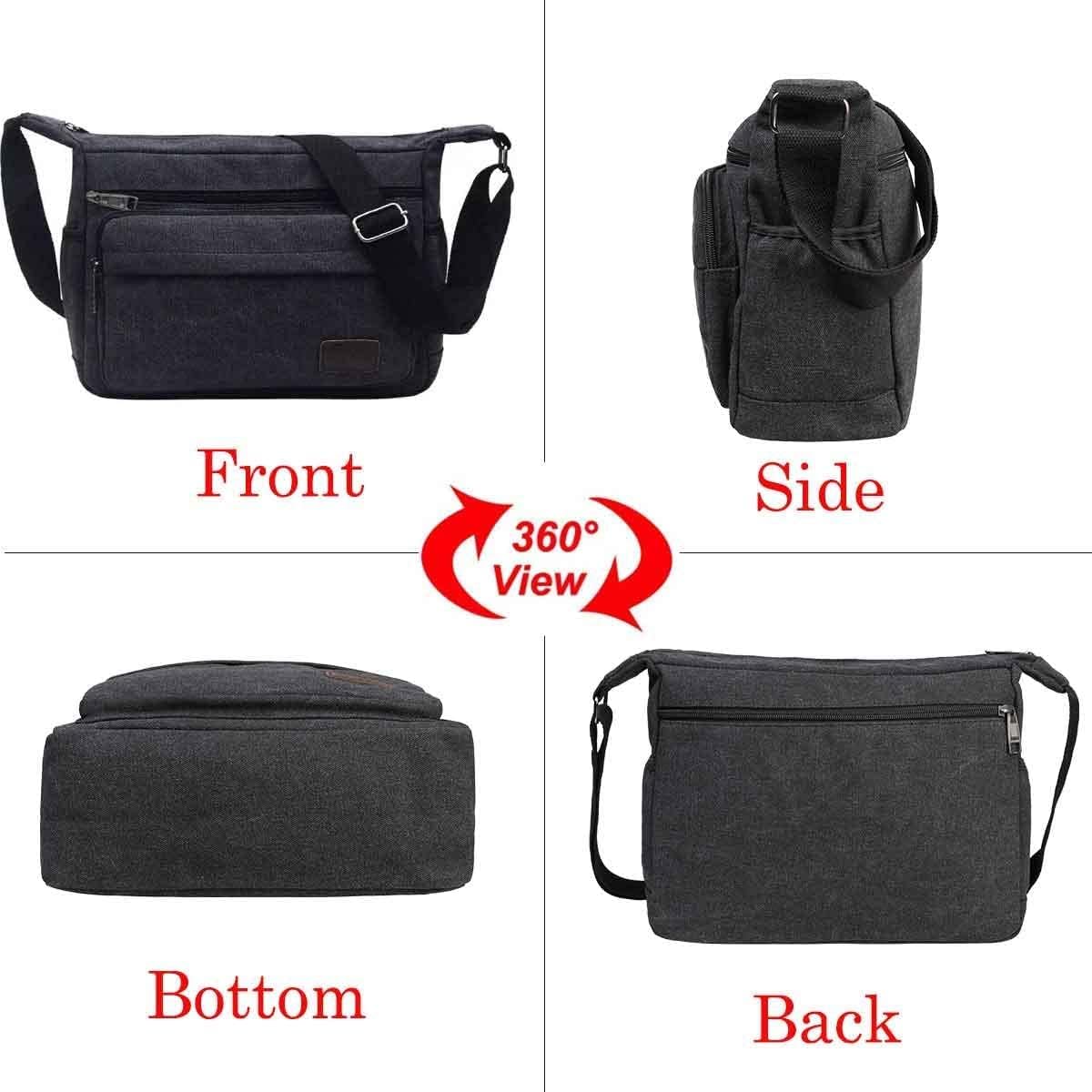 JAKAGO 13" Canvas Messenger Bag Multi Pockets Cross body Bag for Daily Use Satchel Bag for Business Travel - Image 3
